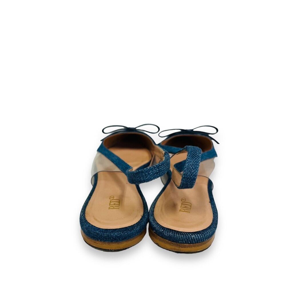 RED VALENTINO Blue Denim SANDIE Bow Accent PVC Slingback Pointed Toe Flats 39 - Picture 8 of 9
